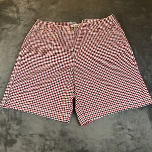 Kim Rogers Shorts Womens Size 16 Red White Black Gingham Checkered 36x8.5"‎